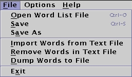 Word Edit File Menu